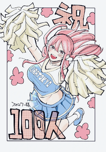 Celebratory Illustration for reaching 100 followers on the @uratokyo_mg account.